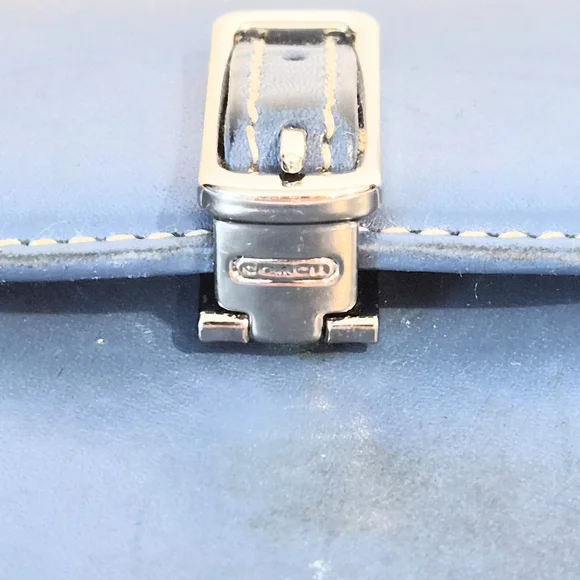 Coach Light Blue Leather Clasp Wallet - Picture 3 of 8